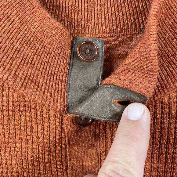Orvis Wool Sweater Men's Large Brown Waffle Knit Henley Outdoor Warm - Picture 4 of 12